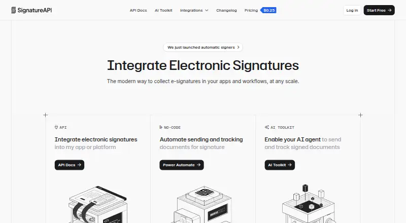 The SignatureAPI homepage