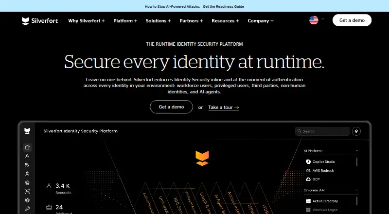 The Silverfort homepage