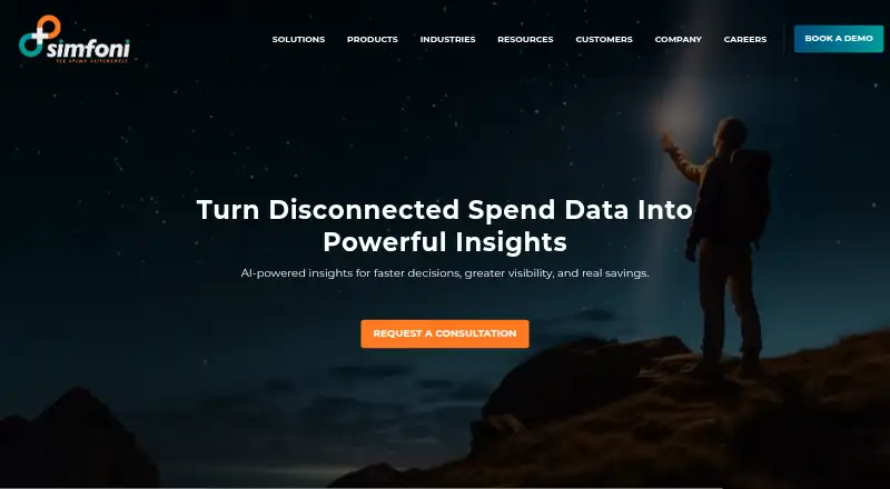 The Simfoni Spend Analytics homepage