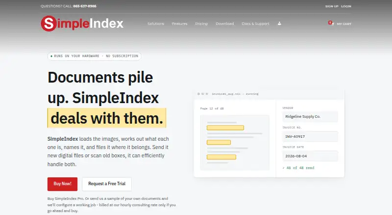 The SimpleIndex homepage