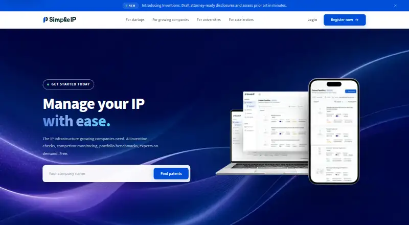 The Simple IP homepage