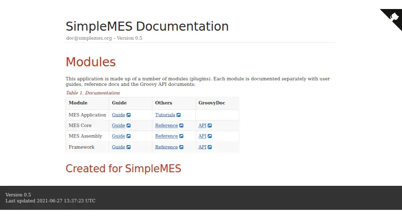 The SimpleMES homepage