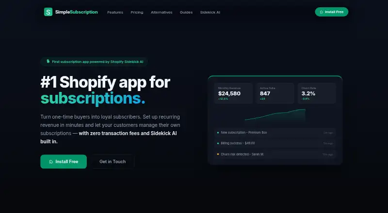 The SimpleSubscription homepage