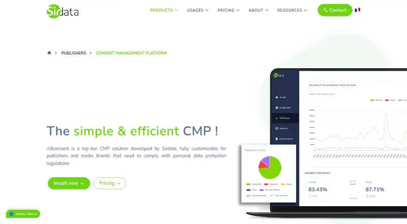 The Sirdata ABconsent CMP homepage