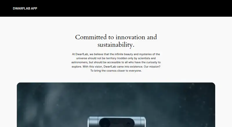 The DWARFLAB App homepage