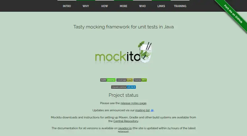 The Mockito homepage