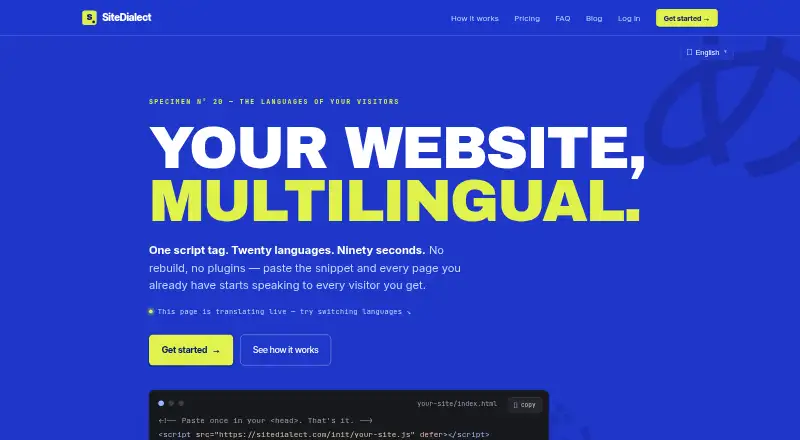 The SiteDialect homepage