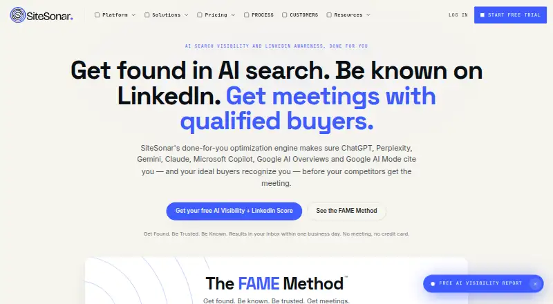 The SiteSonar homepage