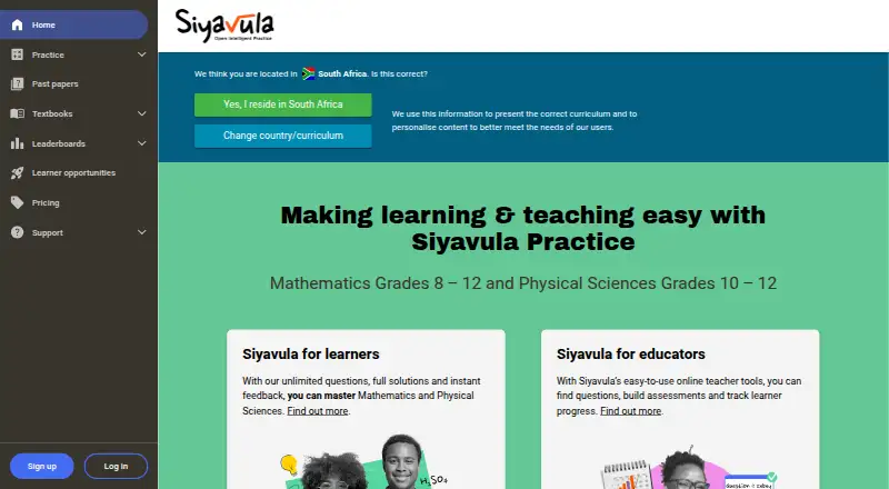 The Siyavula homepage