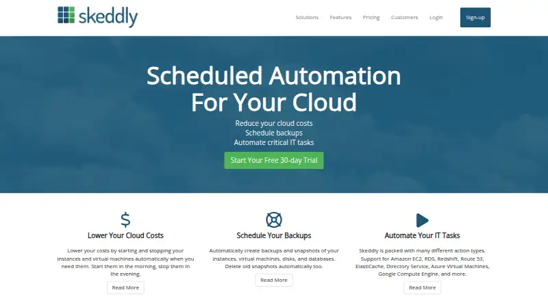 The Skeddly homepage