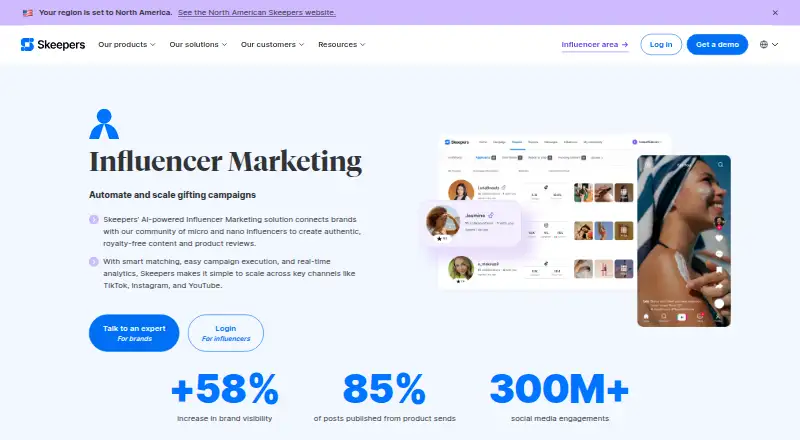 The Skeepers Influencer Marketing homepage