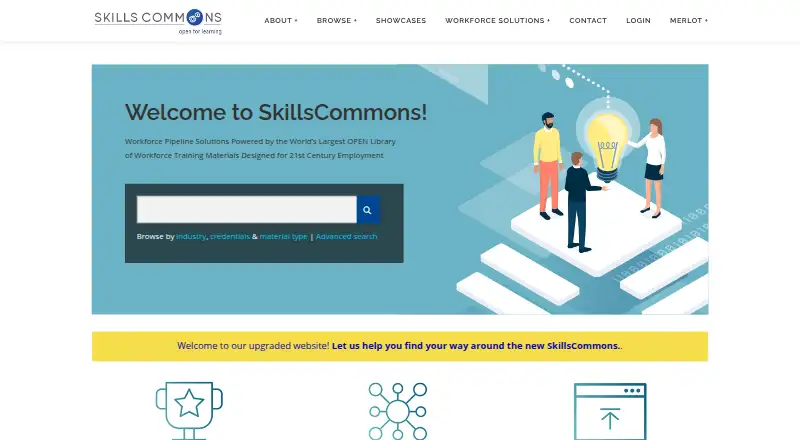 The SkillsCommons homepage