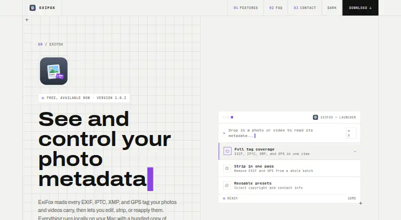 The ExiFox homepage
