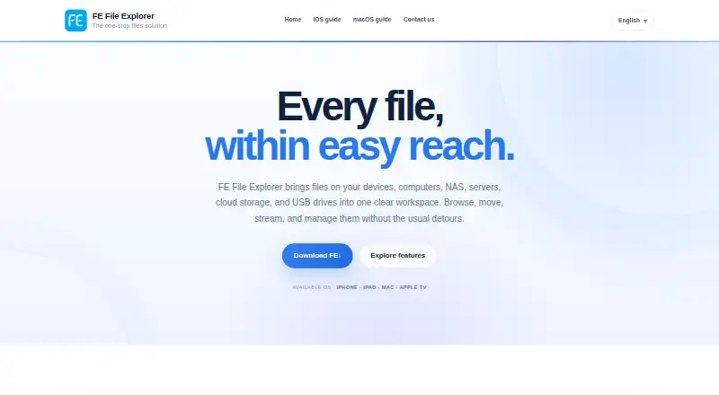 The FE File Explorer homepage