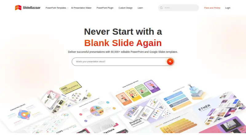 The SlideBazaar homepage