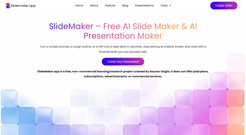 The SlideMaker homepage