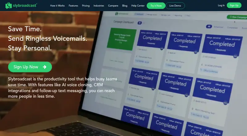 The Slybroadcast homepage