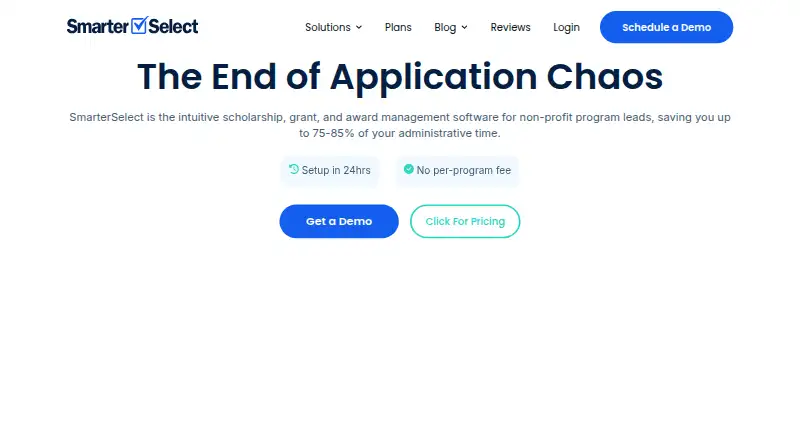 The SmarterSelect homepage