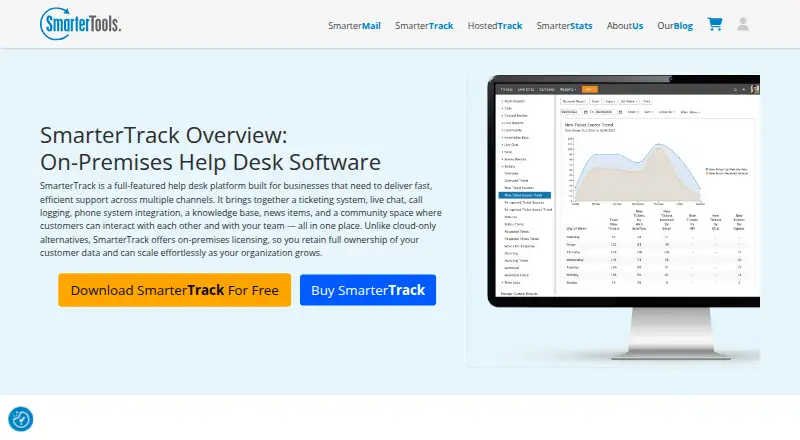 The SmarterTrack homepage