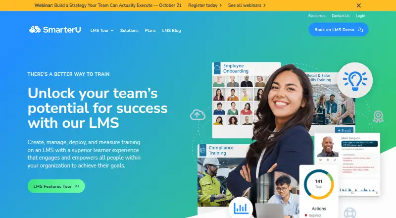 The SmarterU LMS homepage