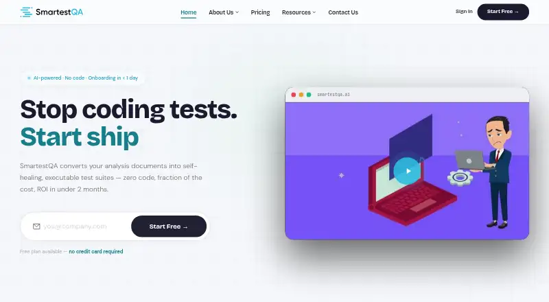 The SmartestQA homepage