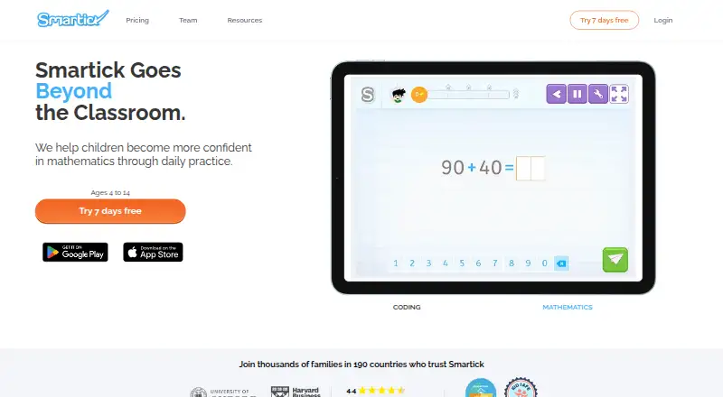 The Smartick homepage