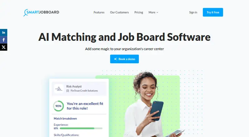 The SmartJobBoard homepage