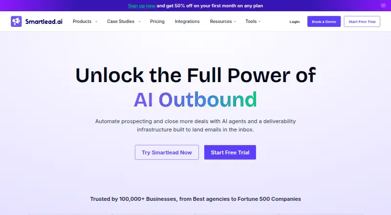 The Smartlead homepage