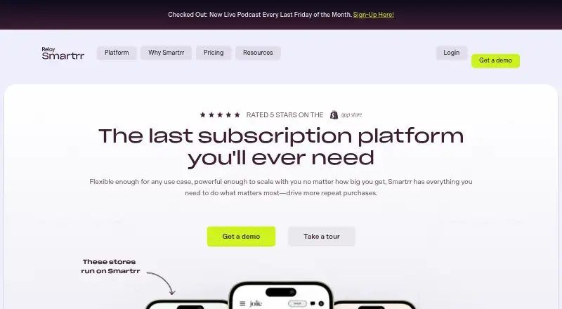 The Smartrr homepage