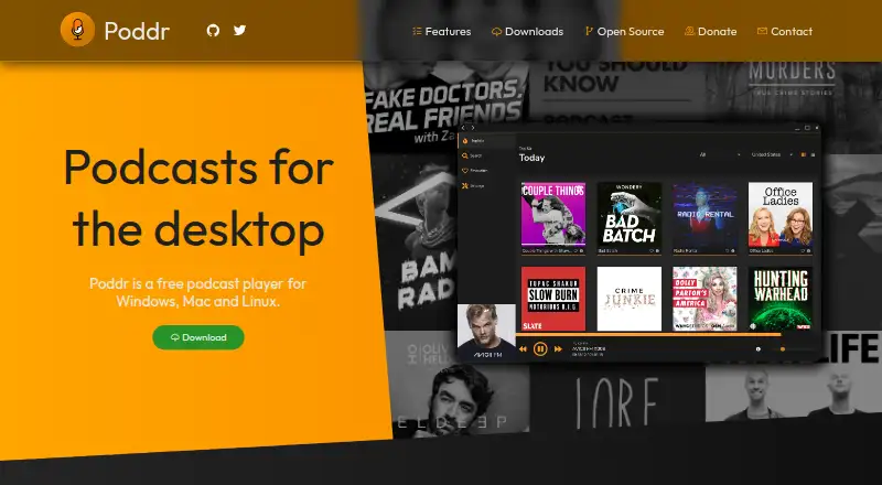 The Poddr homepage