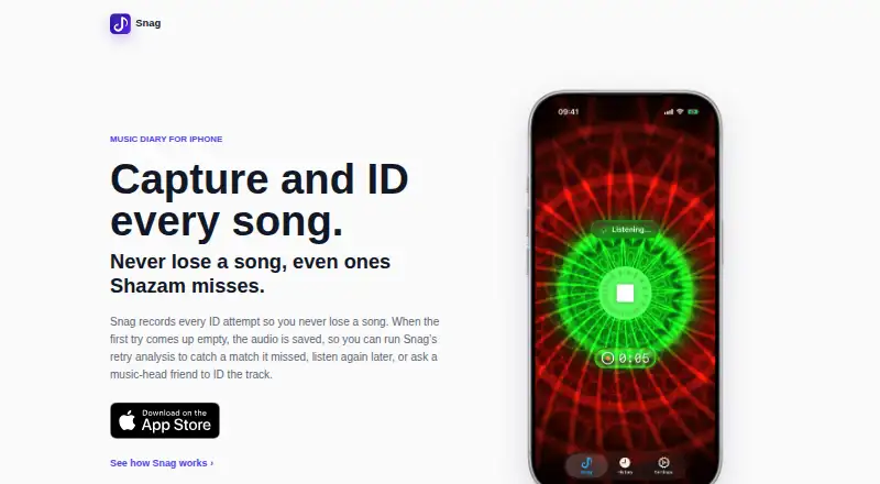 The Snag homepage