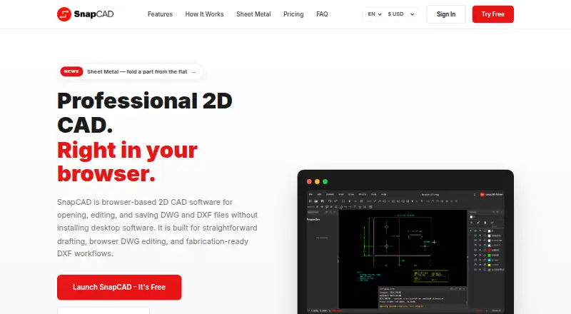 The SnapCAD homepage