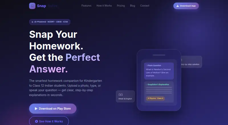 The SnapSolve homepage