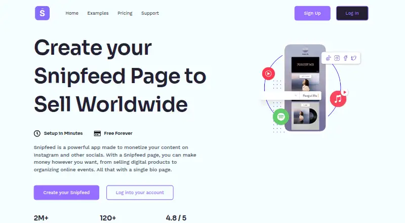 The Snipfeed homepage
