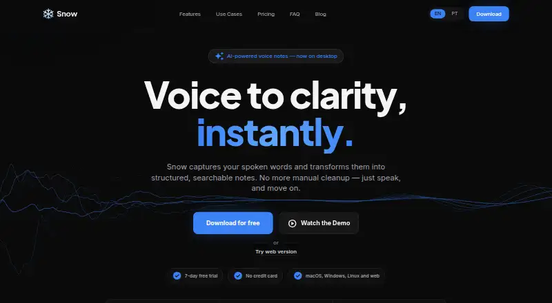 The Snow homepage