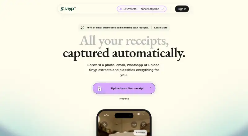 The Snyp.ai homepage