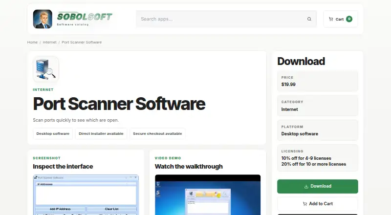 The Port Scanner Software homepage