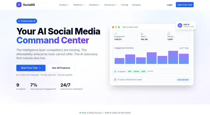 The SocialIQ Engagement Center homepage