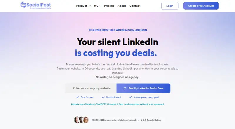 The SocialPost homepage
