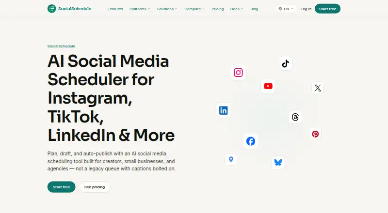 The SocialSchedule homepage