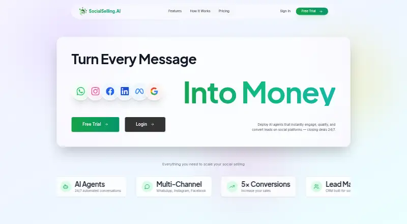 The SocialSelling.AI homepage