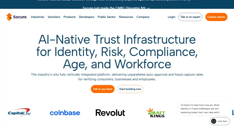 The Socure homepage