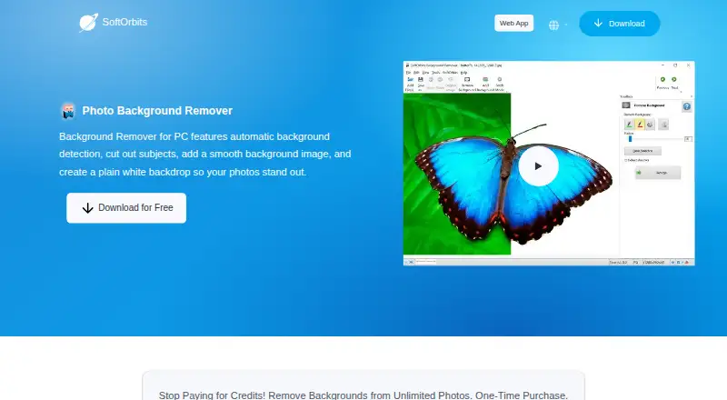 The SoftOrbits AI Background Remover homepage