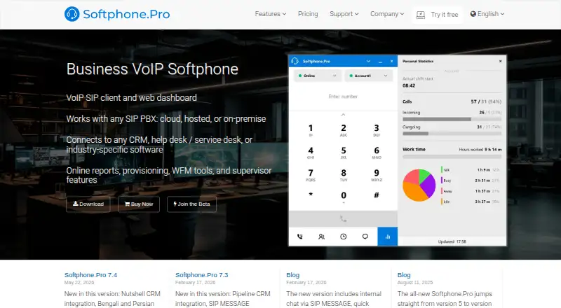 The Softphone.Pro homepage