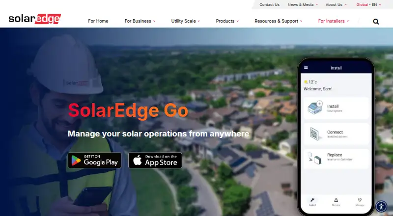 The SolarEdge Go homepage