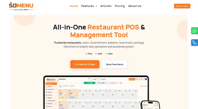 The SOMENU POS homepage
