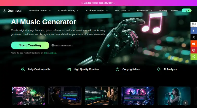 The Somio AI homepage