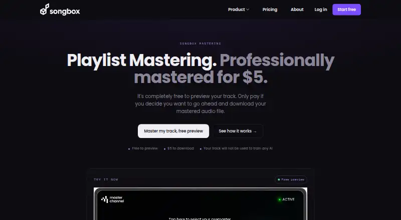 The Songbox Mastering homepage