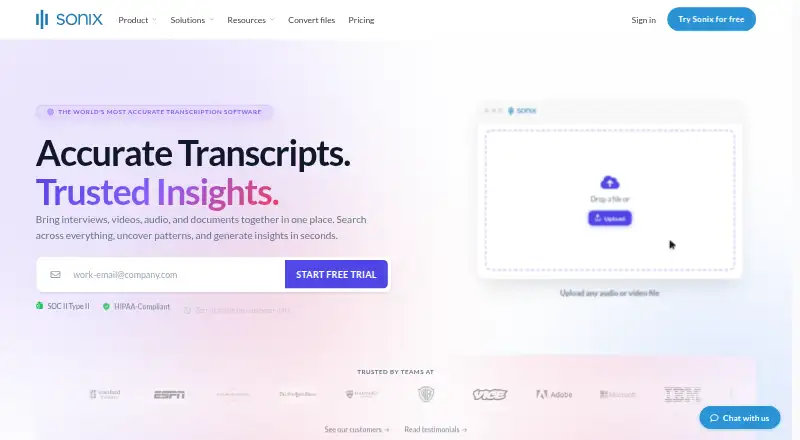 The Sonix homepage