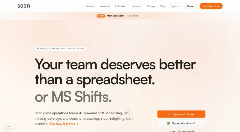 The Soon homepage